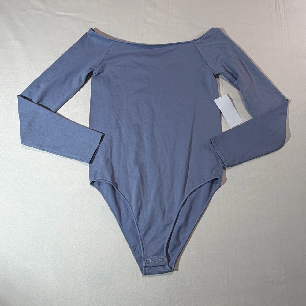 Just Polly Off The Shoulder Bodysuit Long Sleeve Sz M Minimalist‎ Coquette